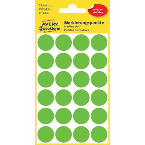 Etichete rotunde de 18 mm Avery verde detașabil