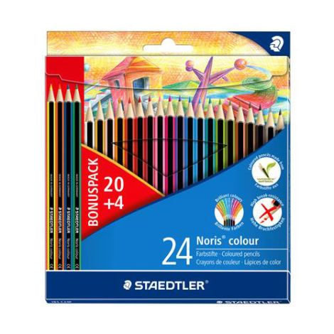 Creioane colorate, hexagonale, STAEDTLER &quot;Noris Color&quot;, 20+4 culori diferite