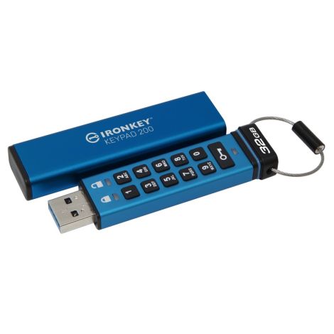 Tastatură Kingston IronKey 200/32 GB/USB 3.2/USB-A/Albastru IKKP200/32GB