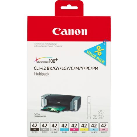Cartuş Canon CLI-42, negru, gri, gri deschis, azuriu, purpuriu, galben, azuriu fotografic, purpuriu fotografic, multipack, origi