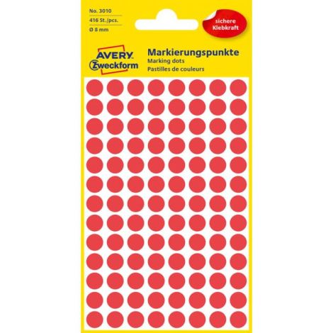 Etichete rotunde de 8 mm roșu Avery