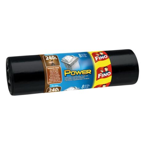 Saci de legare FINO Power 240 ℓ, 45 mic., 120 x 150 cm, negru (8 buc.)