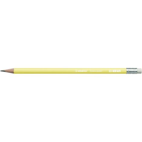 Creion STABILO Swano Pastel HB cu radieră galben pastel