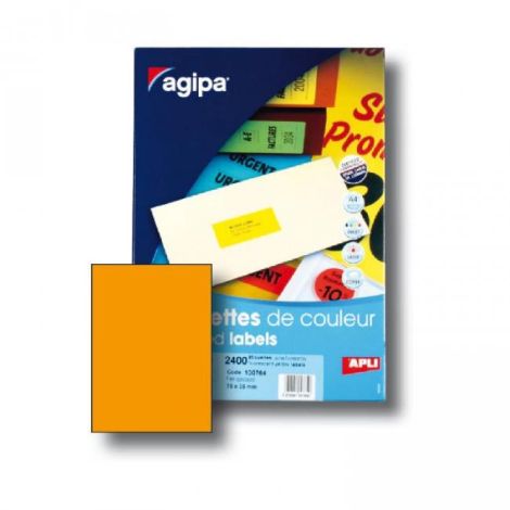 Etichete culoare 210x297mm APLI A4 100 coli portocaliu fluo