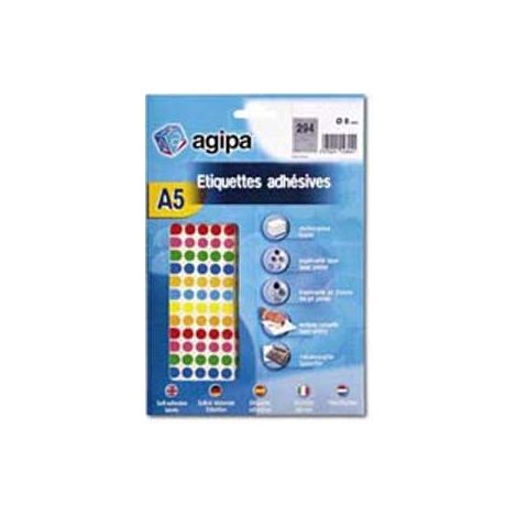 Etichete rotunde 8mm Agipa A5 amestecă 7 culori