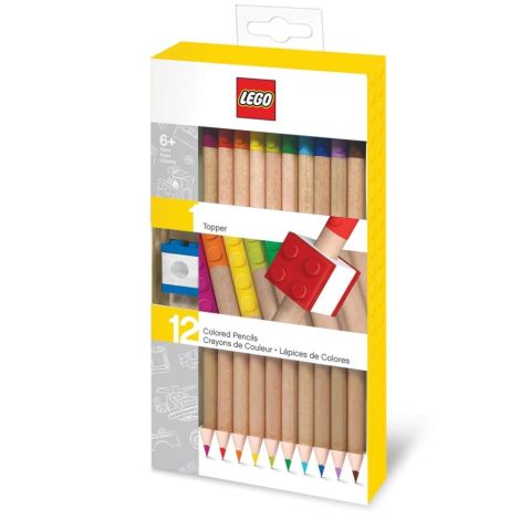 Creioane LEGO, mix de culori - 12 buc cu clip LEGO