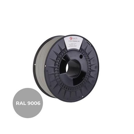 Snur de imprimare (filament) C-TECH PREMIUM LINE, PETG, aluminiu alb, RAL9006, 1,75 mm, 1 kg 3DF-P-PETG1.75-9006