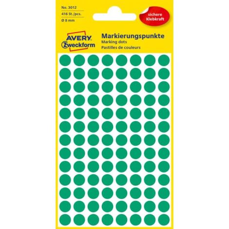 Etichete rotunde de 8 mm verde Avery