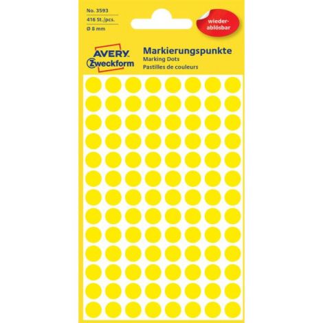 Etichete rotunde de 8 mm Avery detașabile galbene