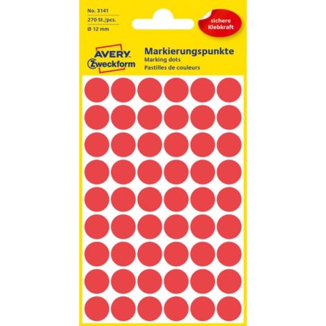 Etichete rotunde de 12 mm roșu Avery