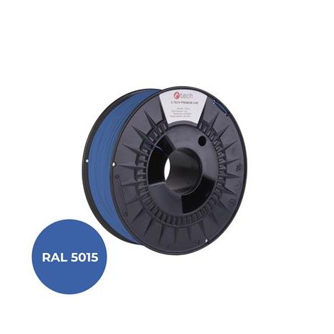 Snur de imprimare (filament) C-TECH PREMIUM LINE, PETG, albastru deschis, RAL5015, 1,75 mm, 1 kg 3DF-P-PETG1.75-5015