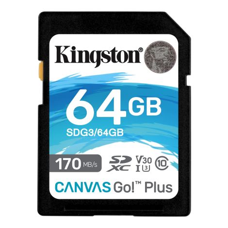 Kingston Canvas Go Plus/SDXC/64GB/170MBps/UHS-I U3 / Clasa 10 SDG3/64GB