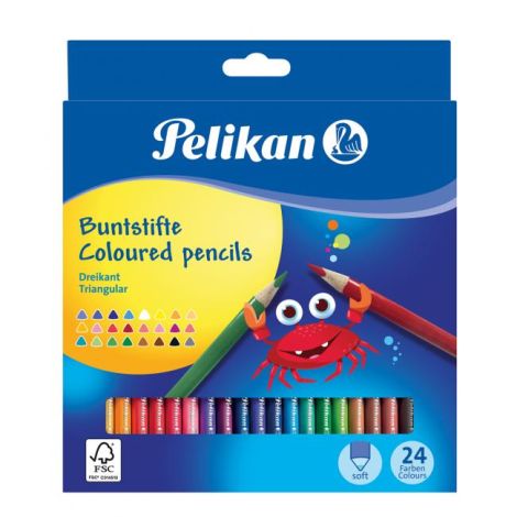 Creioane colorate subțiri triunghiulare Pelikan 24 buc