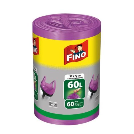 Saci de legare FINO Color 60 ℓ, 13 mic., 59 x 72 cm, violet (60 buc.)